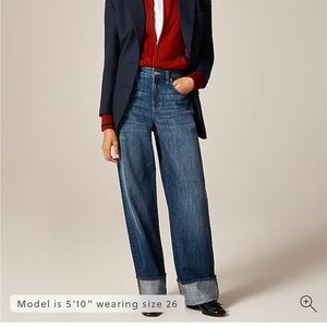 J. Crew Cuffed Lower Rise Wide Leg Jeans